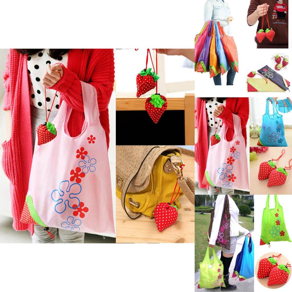 Eco Storage Handbag Strawberry Foldable Shopping Bags In Vibrant Colors For Everyday Use
