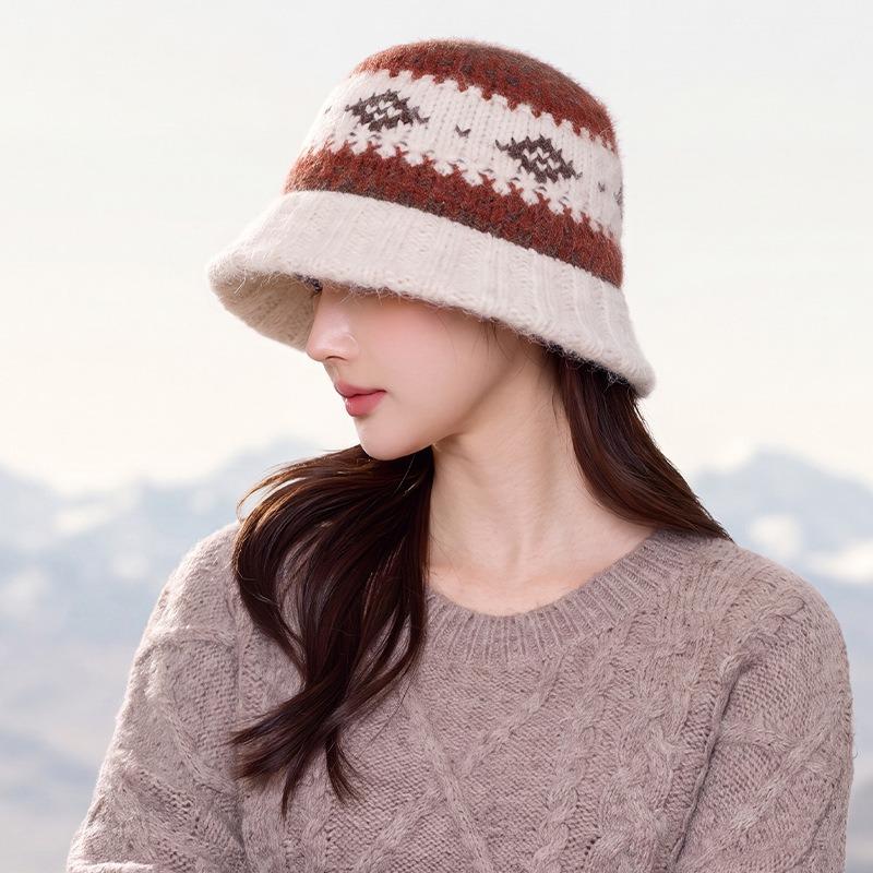Women S Thick Warm Knit Bucket Hat For Autumn Winter Outdoor Cold Protection
