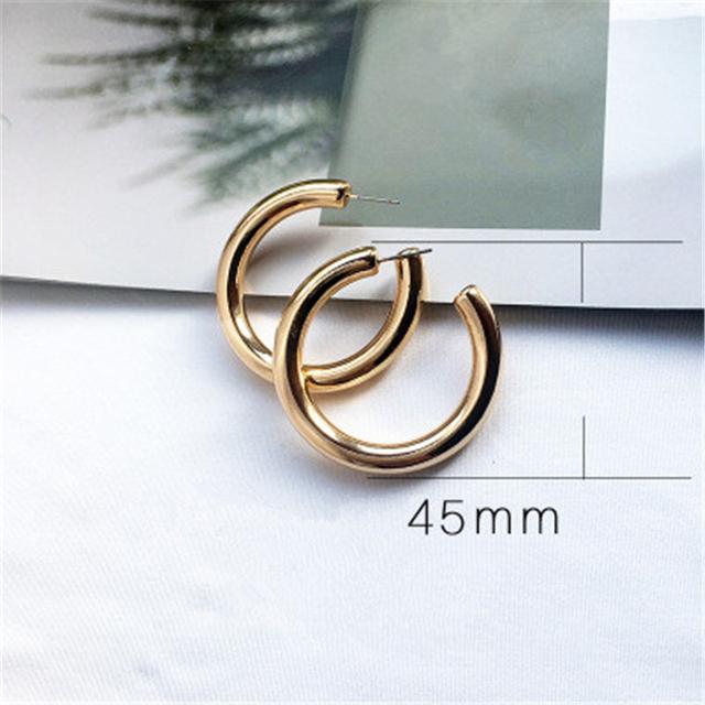 Boucles d'oreilles créoles géométriques simples et minimalistes, rondes, couleur or et argent, en métal épais, pour femmes, 1 cm de large