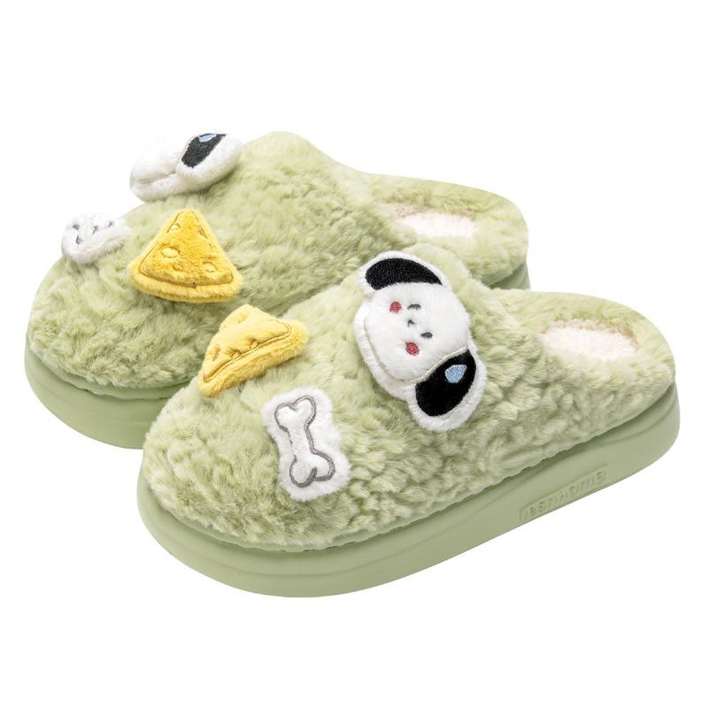 Winter Slippers Home Indoor Autumn and Winter Cotton Slippers Ladies Winter Cute Plush Couple Fluffy Slippers Autumn Dormitory
