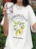 Camisetas Gráficas Limoncello Camiseta con Estampado de Letras de Limón Manga Corta Cuello Redondo Camiseta Casual Wo'unisex Kawaii Streetwear Vintage