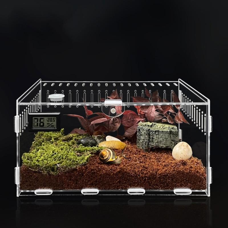 Insect Feeding Box Acrylic Clear Breeding Case for Spiders Reptiles Lizards Centipedes Small Snake 2 Size