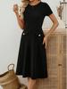 Women's Summer Solid Color Slim Fit Dress with Round Neck