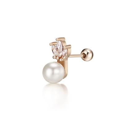 CRANNE 14K Kronenperlen-Piercing (Goldene Anstecknadel) C24PGP024