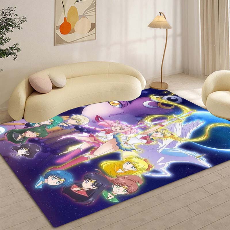 High-definition 3D Sailor Moon anime rug, suitable for bedrooms, living rooms, home sofa decoration, large decorative rug, and