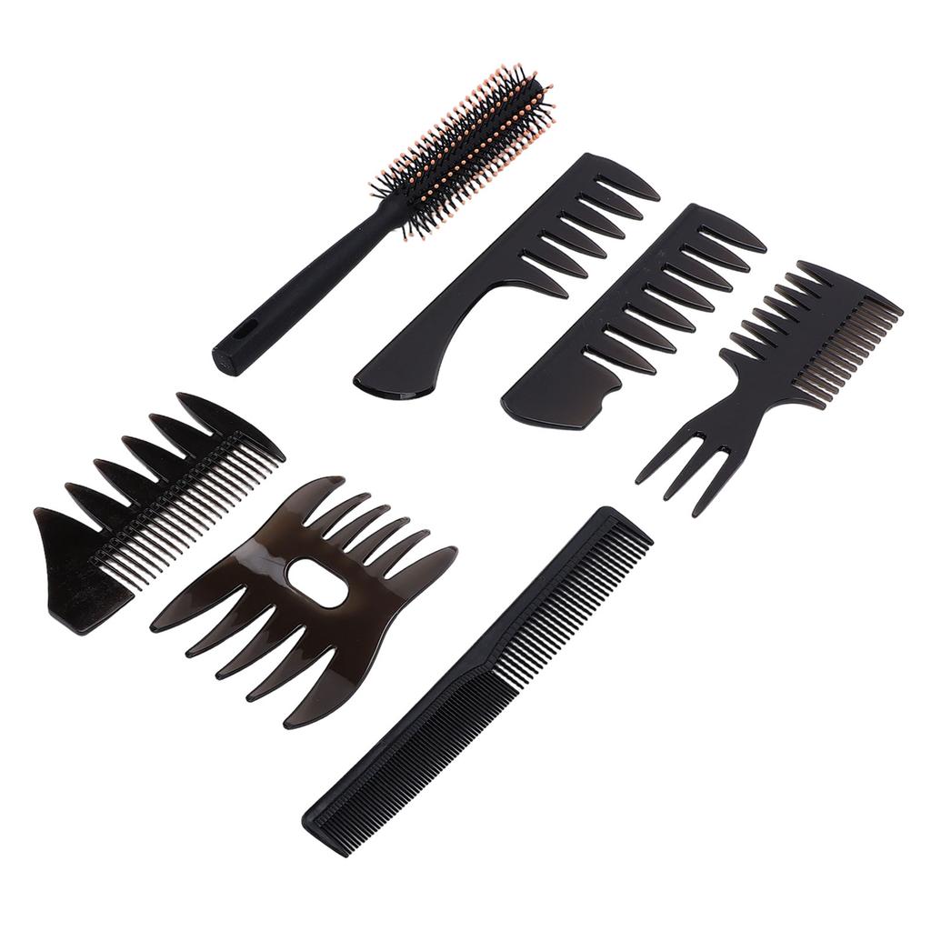 Herren Haarstyling Kämme und Bürste Breit gezahnter Friseur Friseur Kamm und Bürste zum Volumen Geben Entwirren Pflege 7-teiliges Set