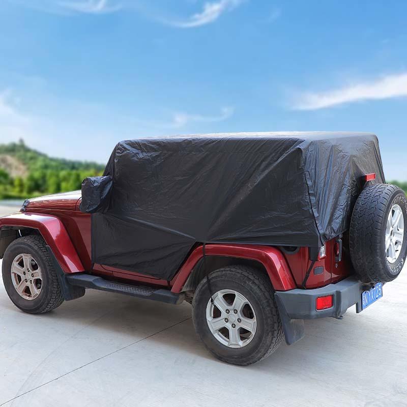 Waterproof All Weather Windshield Sunshade Leather Car Cover Fit for Jeep Wrangler JK JL 2-Door Version Exterior Accessories