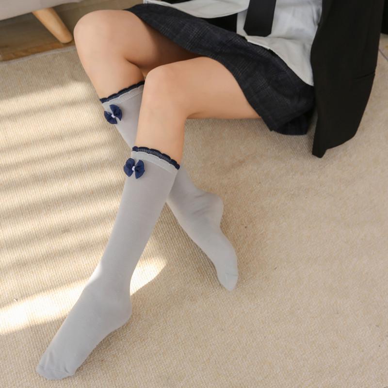 Women's Japanese Academy Style Striped Cotton Knee-High Socks