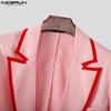 INCERUN Men Outfits Stitching Long Sleeve Cropped Blazer and Long Pants Sets