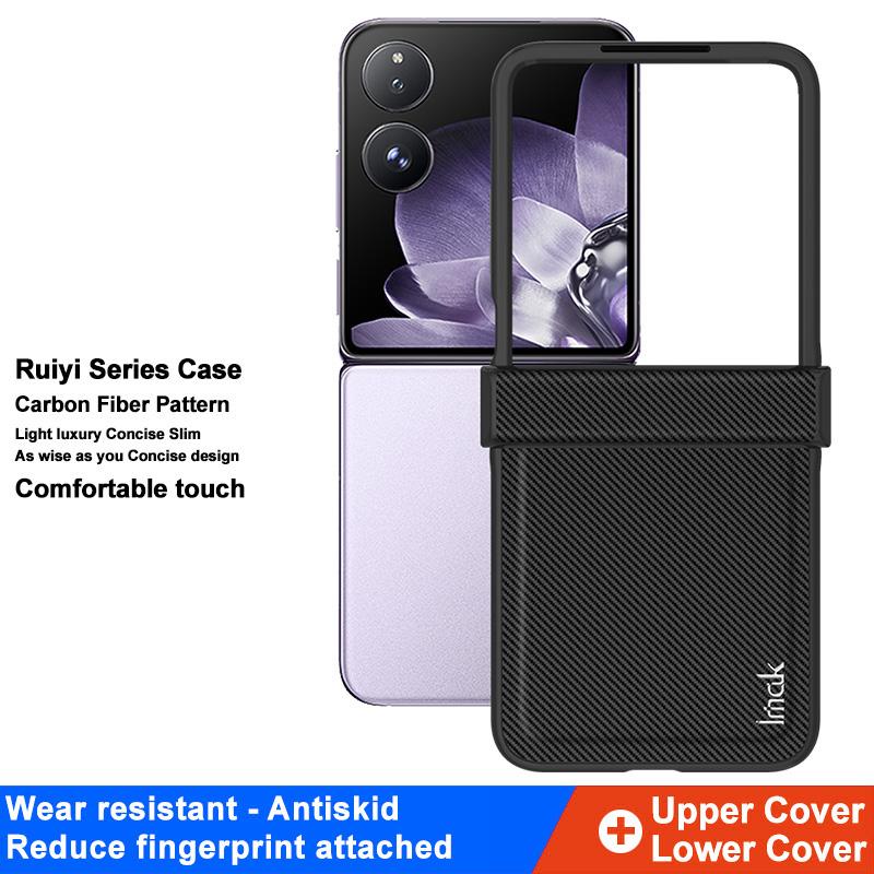 

IMAK Ruiyi Series for Xiaomi Mix Flip 5G Case Carbon Fiber Leather+PC Phone Cover A