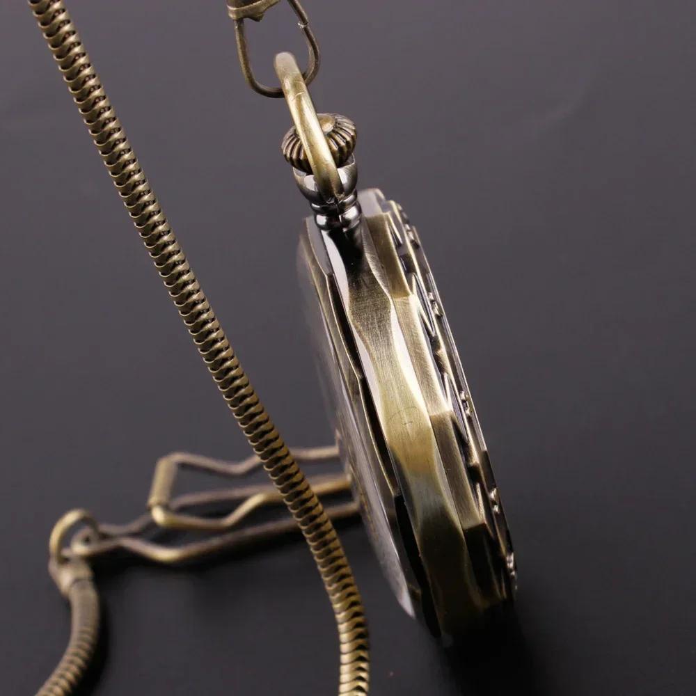 Elegant Vintage Roman Numerals Men's Mechanical Pocket Watch Hand Winding Movement Open Face Pocket Chain Timepiece Male