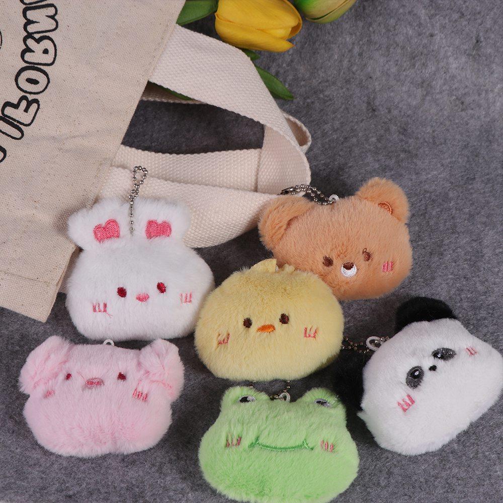 Soft Squeak Rabbit Doll Cartoon Chirping Bear Pendant Fashion Squeeze Panda Plush Keychain  Kids