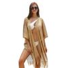Women's Tassel Cardigan Beach Cover-Up Shawl: Sun Protection Bikini Cover, European & American Style, Hollow Out Design