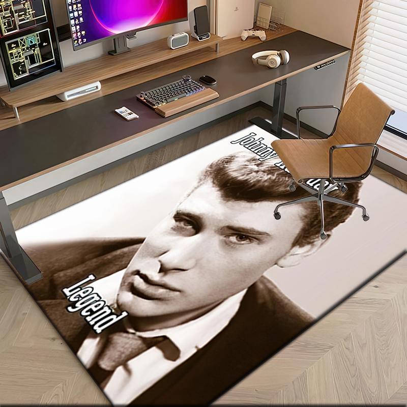 1pc Johnny Hallyday Retro Records Carpet Rug for Living Room Bedroom Home Sofa Decoration,Kids Play Non-slip Floor Mat