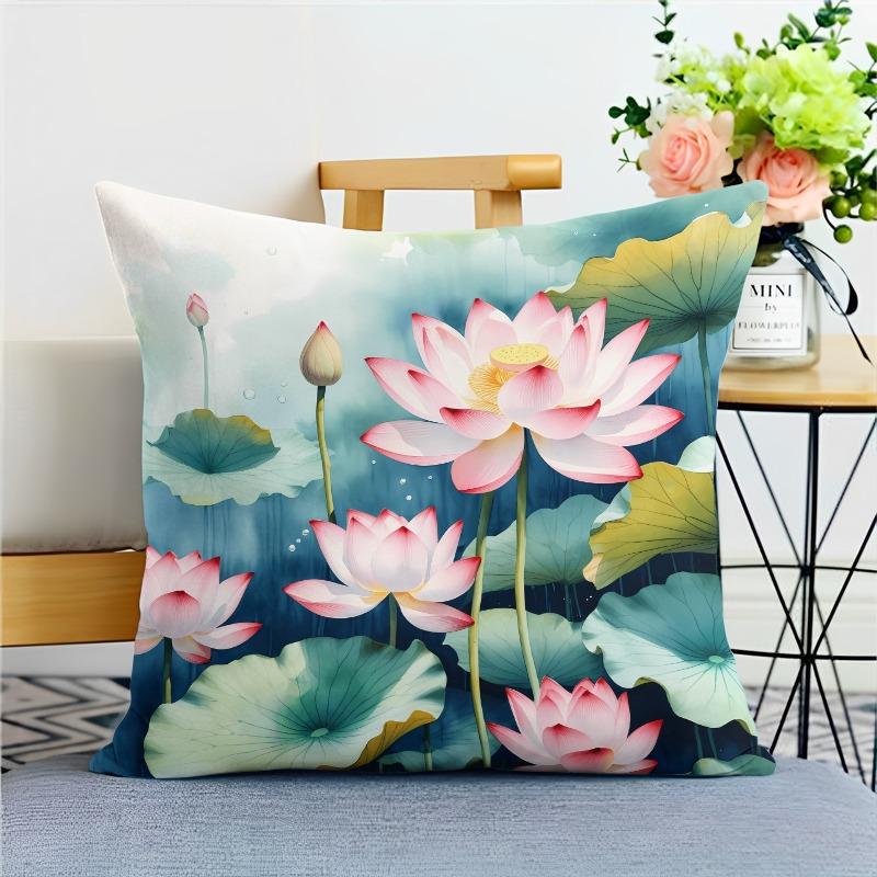 

Наволочка с изображением лотоса в китайском стиле для украшения общежития, офиса, гостиной, дома 60x60cm