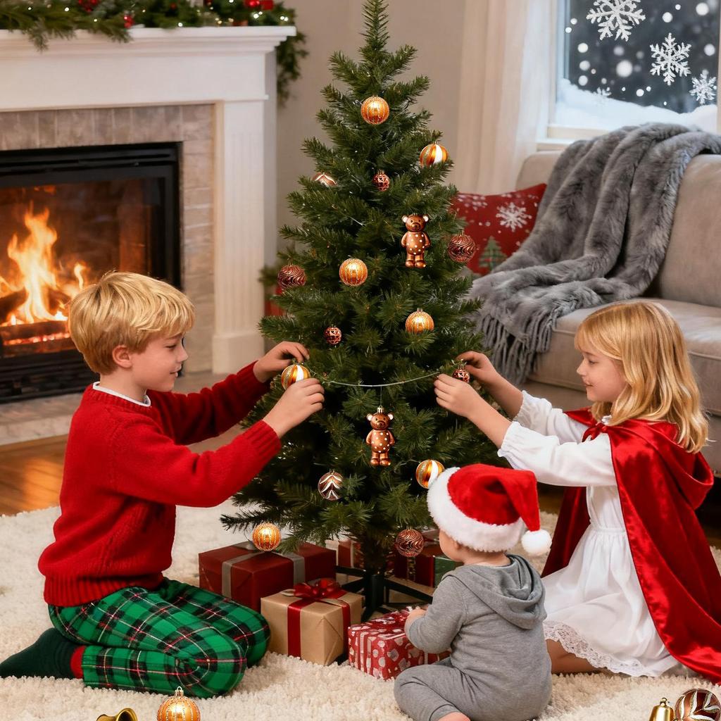 Weihnachtskugeln 46 Stück Braun Sortiert Bruchfest Baumkugeln Weihnachtsdekorationen Für Heimdeko Party Innen Außen Wand