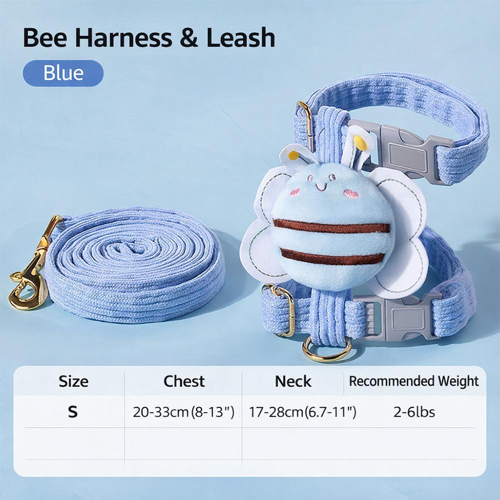 Pet Supplies Cartoon Bee Cat Harness Adjustable Breast Back Harness Pet Collar Portable Leash Set Pet Walking