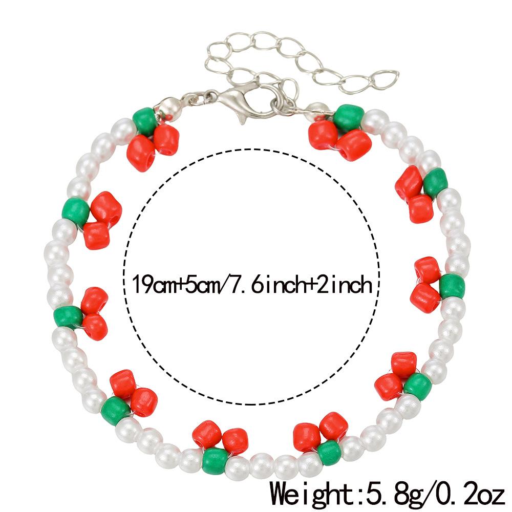 European and American Sweet Pearl Necklace Women, Versatile Cherry Pendant Collarbone Chain, Niche Simple Crystal Jewelry