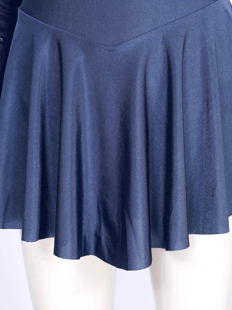 Γυναικείο φόρεμα για πατινάζ με μακρύ μανίκι λαιμόκοψη Φορέματα χορού Leotard Φόρεμα για καλλιτεχνικό πατινάζ