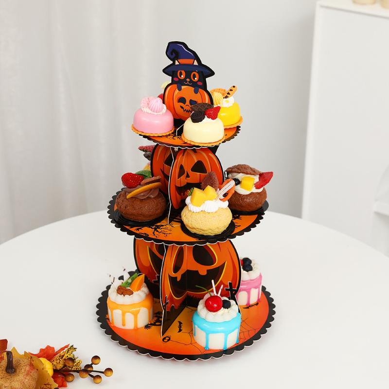 Halloween Dekorationen Kuchenplatten Geister Kürbisse Papier Ältere Desktop Ornamente Weihnachten Dessertständer