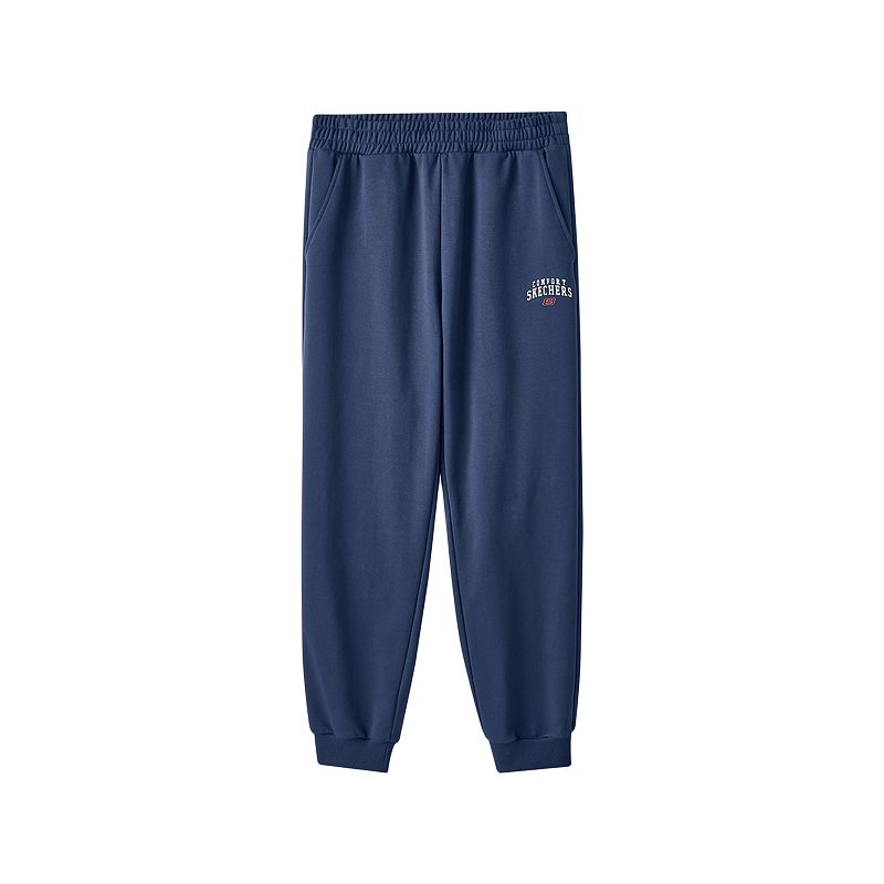 Skechers Sport Lifestyle Series Casual Versatile Simple Comfortable Knitted Sports Pants Men bottoms Navy-Blue L324M058-00DU