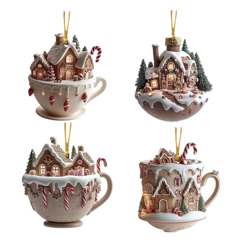 Weather Resistant Christmas Tree Cottage Embellishment Acrylic Homes Adornment For Bedroom Or Study Room