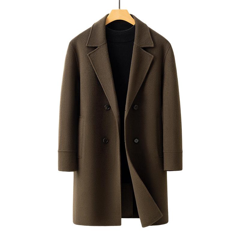 Autumn Double-sided Cashmere Jacket Medium and Long High-end Woolen Coat Men's Short Trench Coat Handsome Winter Wear