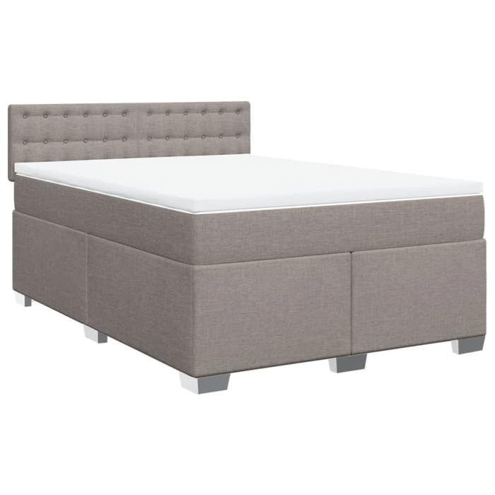 VidaXL Slat Bed Base with Mattress Taupe 160x200 Cm Fabric 3288257