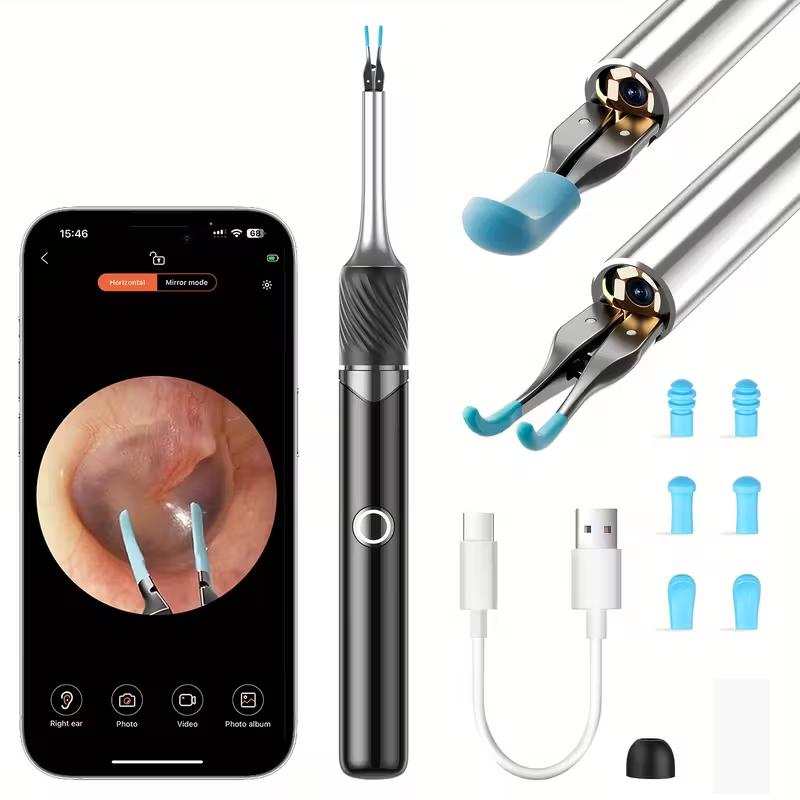 3 In 1 Wi-Fi Enabled Ear Pick Tweezers 12Mp Camera Earwax Removal Tool With Rechargeable Battery Ear Cleaner With Tweezers Tools