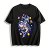 Astronaut Riding Space Shark Graphic Cool Casual Tee Shirt Pure Cotton T-shirt