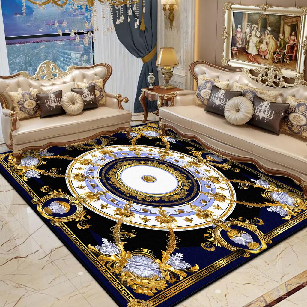 European Style Non-slip CARPET FOR LIVE ROOM Light Luxury Gold Large Rug Washable room decor European Tatami Mat Floor Mats