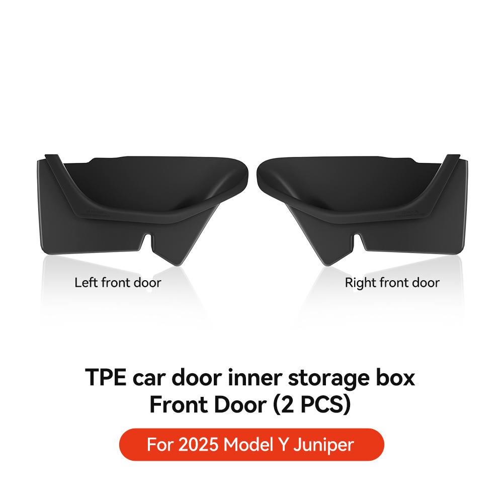YZ For Tesla Model 3 Y Highland Juniper Car Door Side Storage Box Front Rear Side TPE Door Storage Organizer Tray Accessories