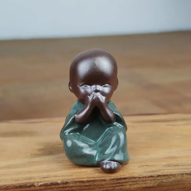 

1PCS Mini Purple Clay Tea Pet Monkey King Figurine Car Ornament Handmade Crafts Boutique Tea Set Decoration Accessories