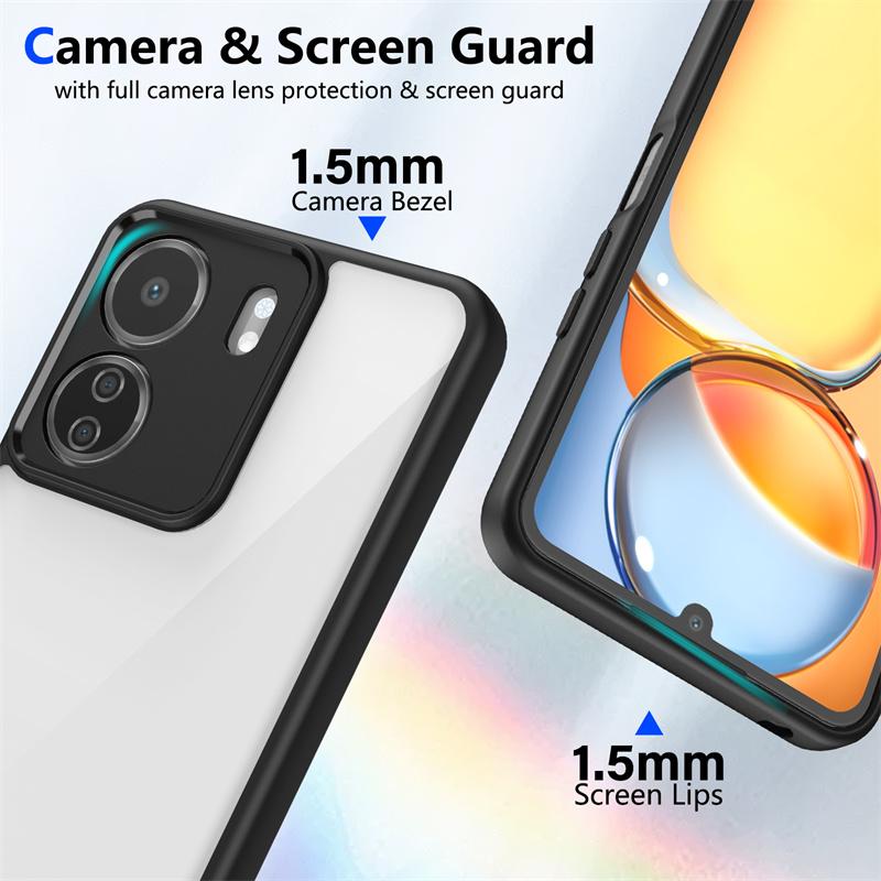 Transparent PC Soft TPU Cover For Xiaomi Redmi 13C 4G Poco C65 Case Clear Lens Protect Coque for Pocco Poko Little C65 Redmi13C