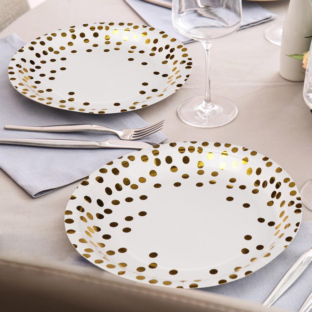 60pcs 9oz Paper Cups + 60pcs 7-inch Plates + 60pcs 9-inch Plates Set of 180pcs Disposable Drinkware