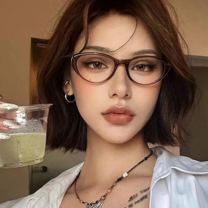 Customization Myopia Glasses for Women Trendy Cat Eye Near Sight Eyeglasses Blue Light Blocking Optical Minus Eyewear