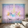 2Pcs Starry Floral Crown Unicorn Rod Pocket Curtains Light Blocking Privacy Window Curtains For Living Room Bedroom Pastel Dr