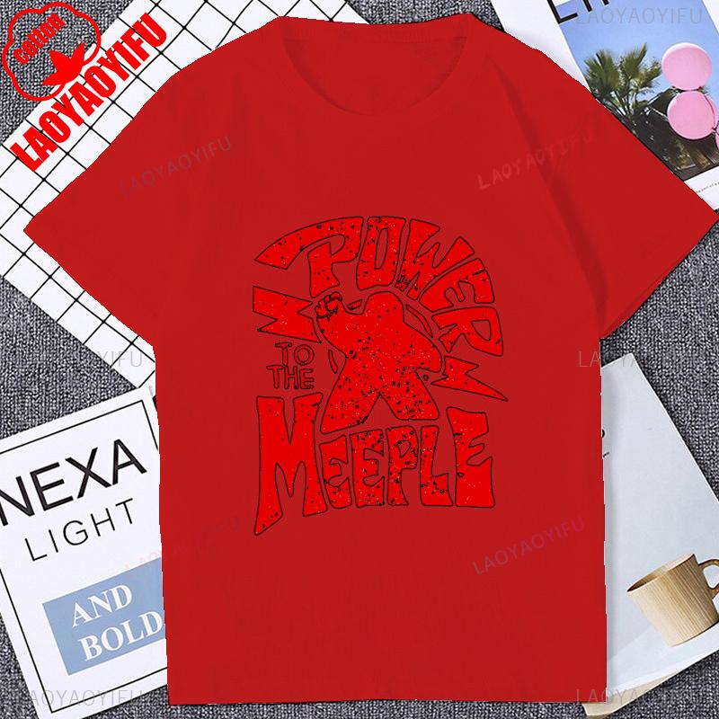Power To The Meeple Funny Board Game Tshirt Casual Fashion Hip Hop Cotton Man T Shirt Breathe Summer Style Y2K Women T-shirt