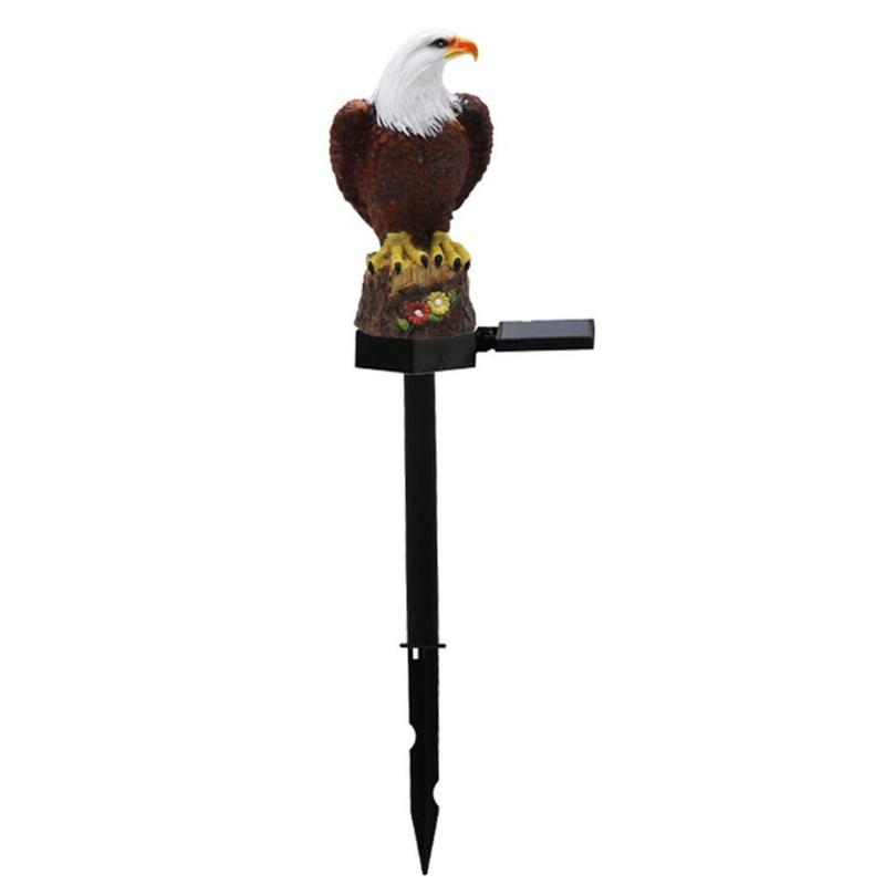 Solar Eagle Resin Statue Outdoor Garden Stake Lights Bald Eagle Sculpture Animal Stump Lamp for Lawn Pathway Decoration