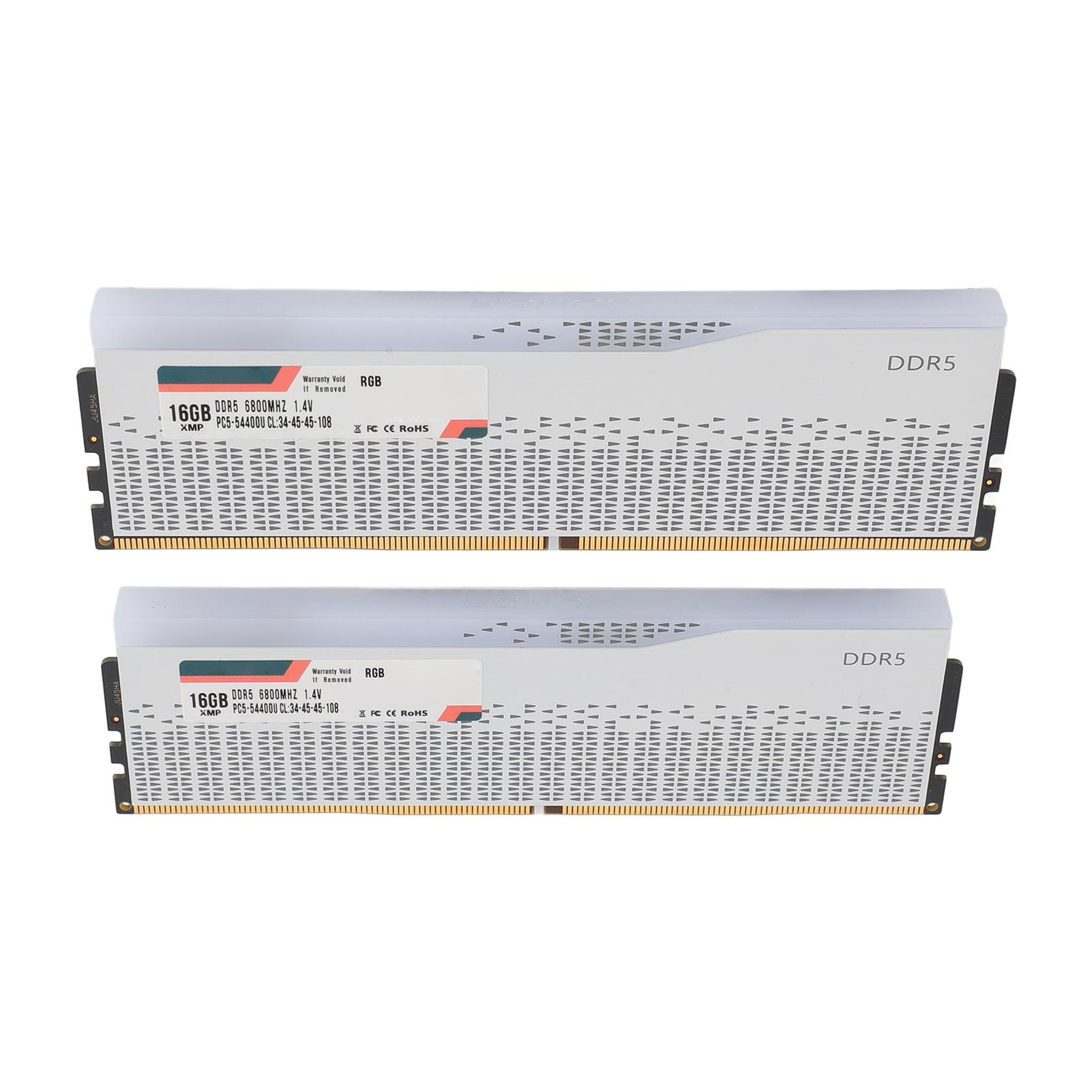 

2 шт. DDR5 RAM 32 ГБ (2x16 ГБ) Комплект пам яті 6800 МГц PC5-54400U CL34-45-45-108 RGB для настільного комп ютера