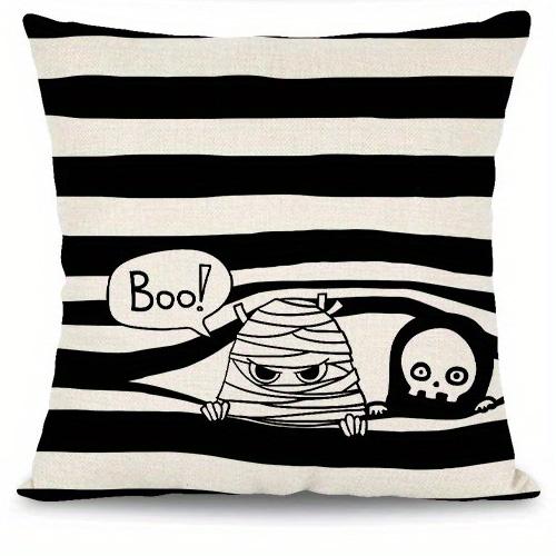 Home Decor Spooky Cat and Halloween-themed Pillow Covers Pattern Cushion Cover Suitable for Sofa Bedroom Car Pillow Cover