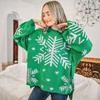 Locker sitzender Langarm-Rundhals-Weihnachtsschneeflocken-Jacquard-Strickpullover