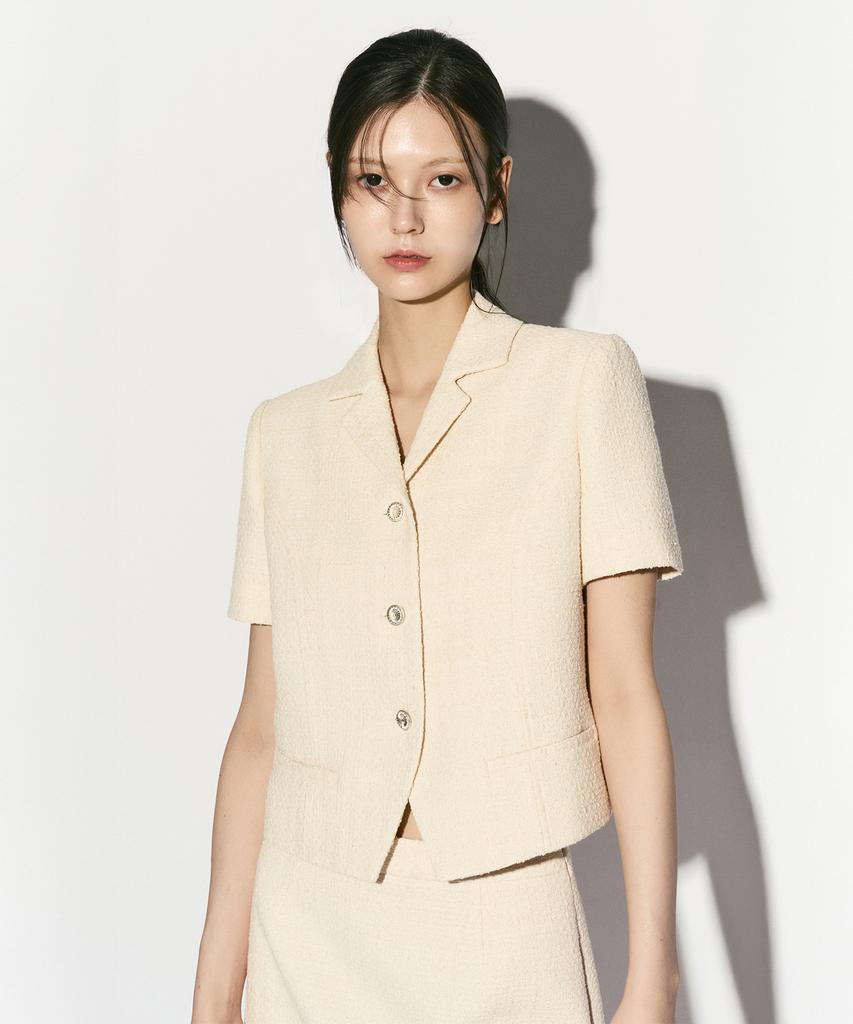 Re Rhee Tweed Half-Sleeve Jacket
