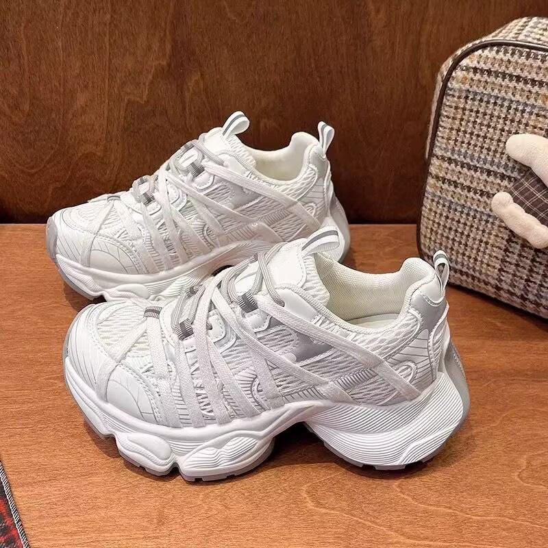 Thick-soled Dad Shoes Spring New Mesh Breathable Heightening Lightweight Casual Sports Shoes