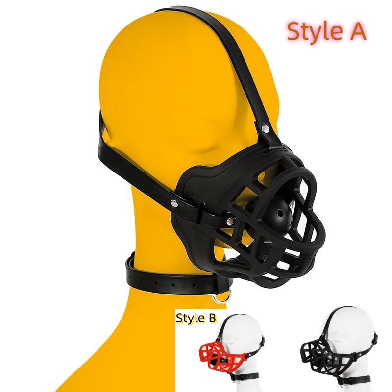 VaHppy Flirtovacie hračky pre páry Zátka do úst "Ústna guľa" Pokrývka hlavy Maska 2v1 PU Psie Prasačie ústa cosplay Psí otrok SM