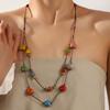 Fargerikt keramisk halskjede Boho-stil Håndlaget justerbart halskjede Enkelt vevd tau Keramisk halskjede Smykketilbehør Gaver