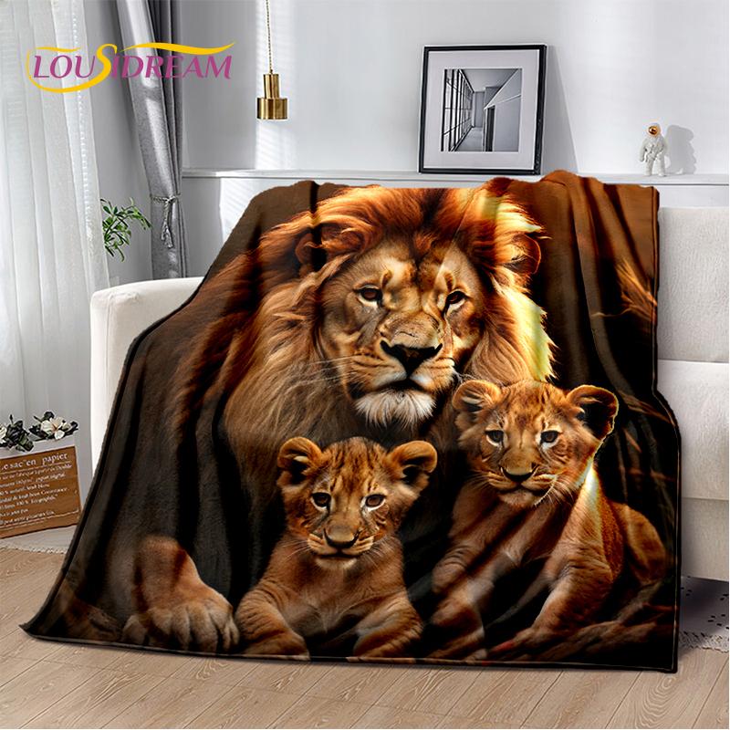 Fierce Tiger Lion Leopard Beast Animal Wildlife Cartoon Blanket,Soft Throw Blanket for Home Bedroom Bed Sofa Picnic Office Cover