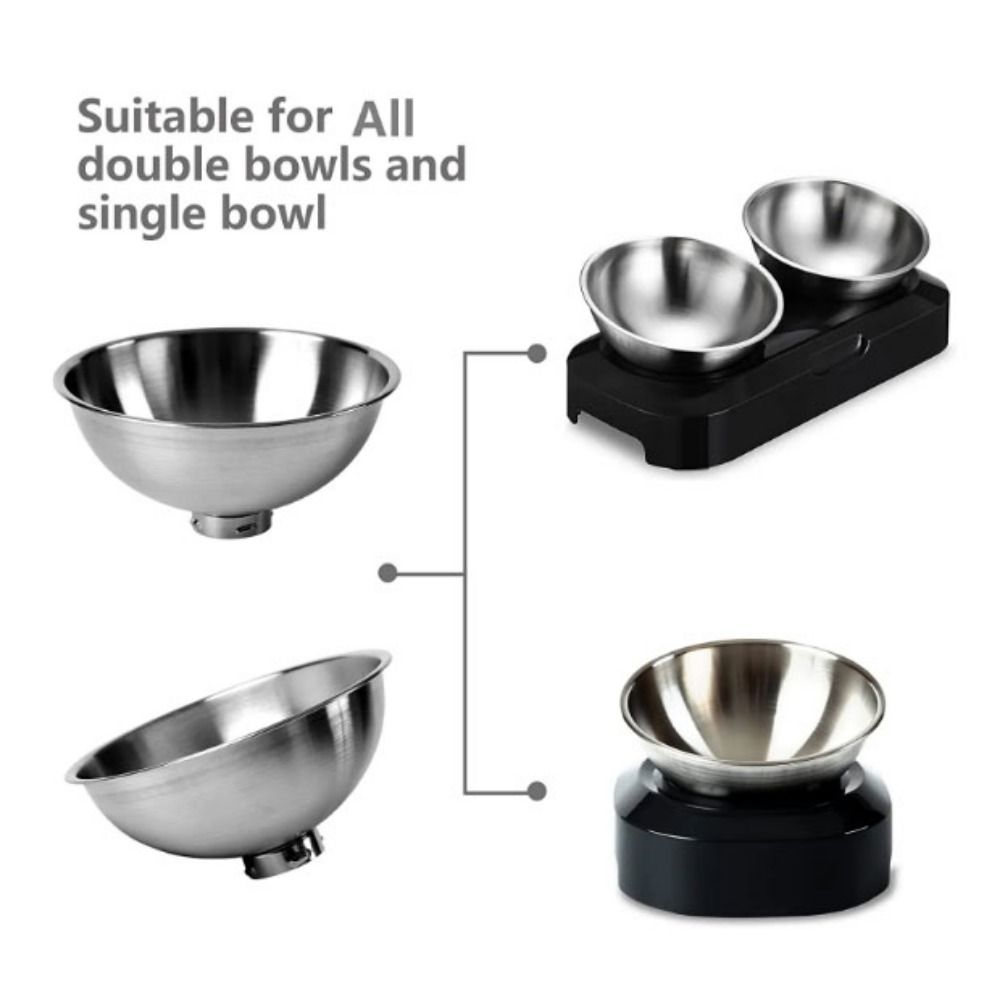 Non-Slip Stainless Steel Cat Bowl With Stand Single Double Cat Bowl Adjustable Cat Bowl  Dogs