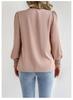 Women's Chiffon V-neck Lantern Sleeve Blouse - Solid Color Fashion Top