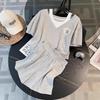 Sommer Dopamin Lässiger Sportanzug Westlicher Stil Jugendlich aussehendes Fake-Zweiteiler-Oberteil High-Waist-Shorts Zweiteiler Dünn